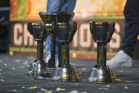 Trophies on the main stage.