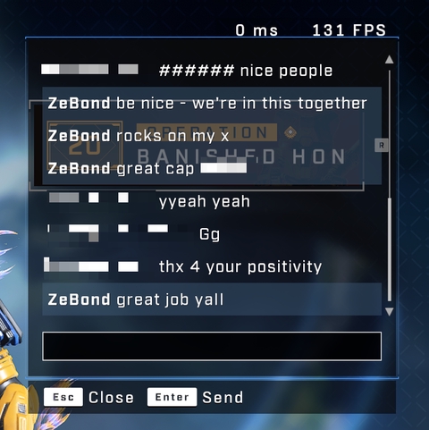 Screenshot of a conversation in Halo Infinite encouraging a player to be nice.