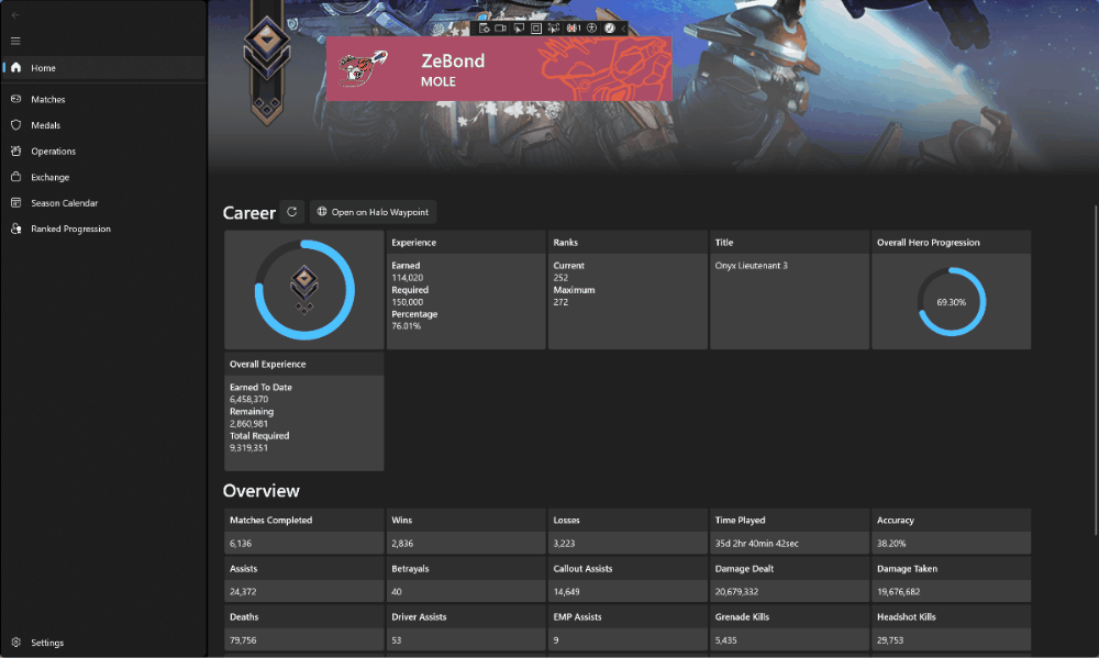 Animated GIF showing ranked match data in match overviews