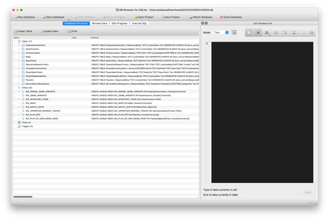 DB Browser for SQLite running on macOS.